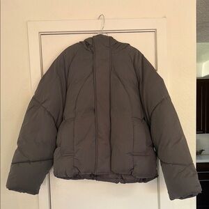 Asos Design Puffer Jacket in Charcoal Gray